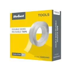 Dwustronna taśma montażowa nano wielokrotnego użytku REBEL (2 mm x 30 mm x 3 m) transparentna