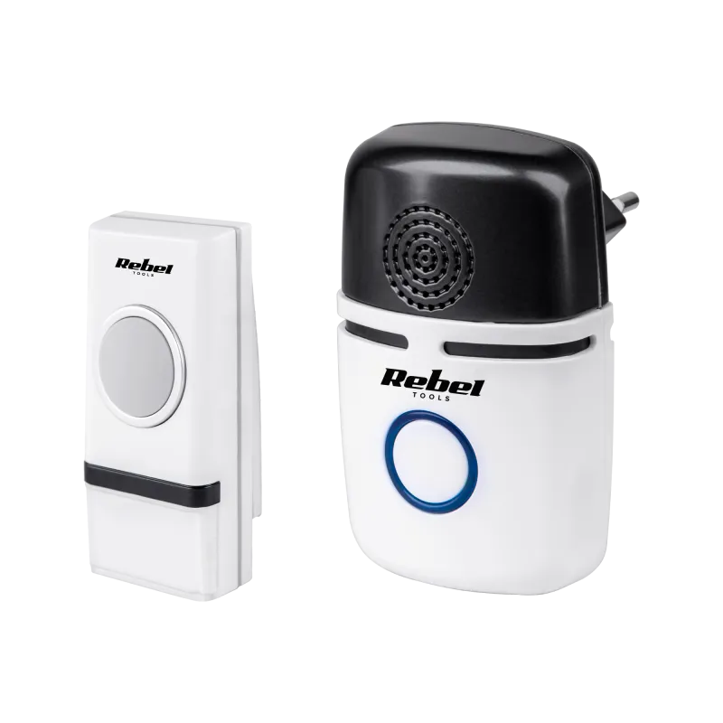 Dzwonek bezprzewodowy do drzwi Rebel (z wtyczka na 230V)--48 melodii Dzwonek bezprzewodowy do drzwi Rebel (z wtyczka na 230V)--48 melodii