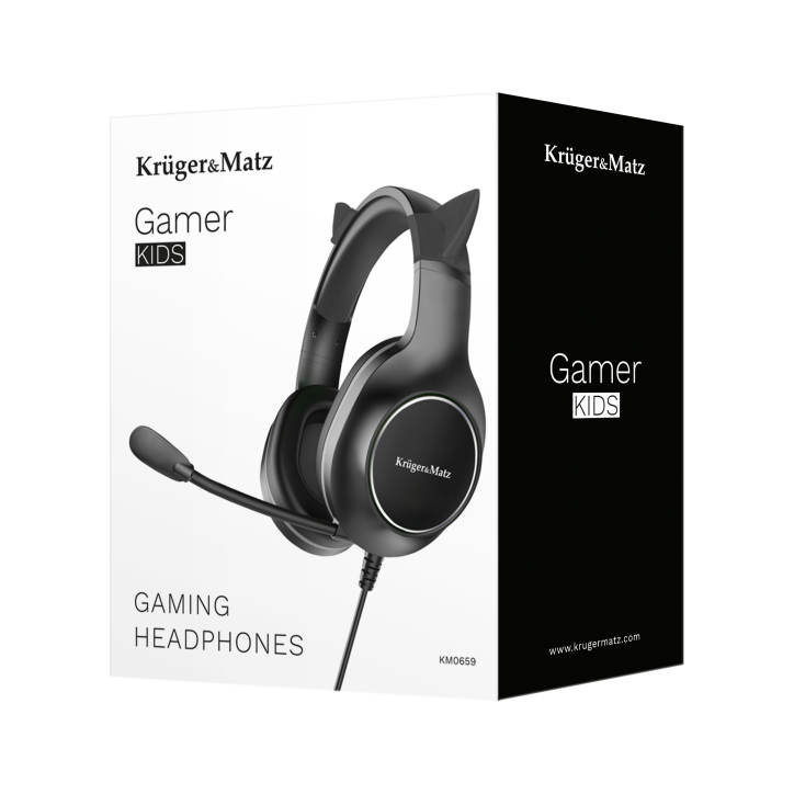 Gamingowe słuchawki nauszne dla dzieci Kruger&Matz Gamer Kids, kolor czarny Gamingowe słuchawki nauszne dla dzieci Kruger&Matz Gamer Kids, kolor czarny