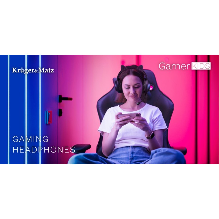 Gamingowe słuchawki nauszne dla dzieci Kruger&Matz Gamer Kids, kolor czarny Gamingowe słuchawki nauszne dla dzieci Kruger&Matz Gamer Kids, kolor czarny