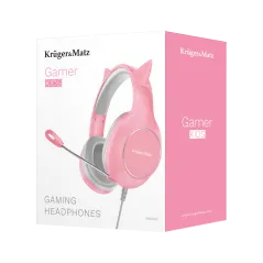 Gamingowe słuchawki nauszne dla dzieci Kruger&Matz Gamer Kids, kolor różowy