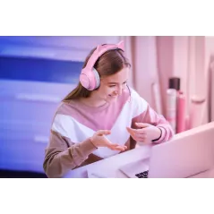 Gamingowe słuchawki nauszne dla dzieci Kruger&Matz Gamer Kids, kolor różowy