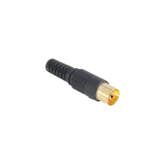 Gniazdo antenowe TV na kabel długie czarne złote