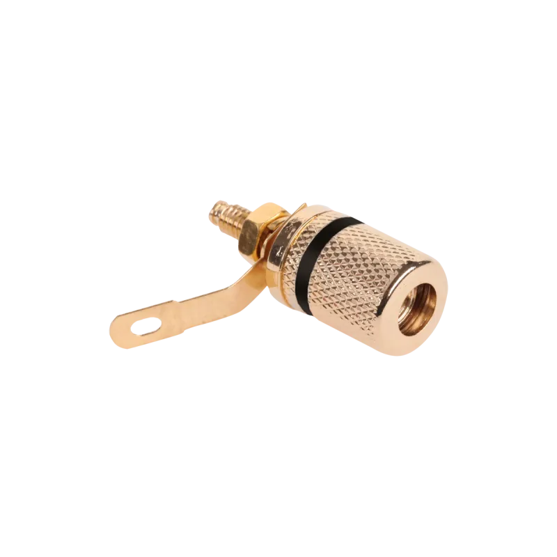 Gniazdo bananowe montażowe czarne złote metal Gniazdo bananowe montażowe czarne złote metal