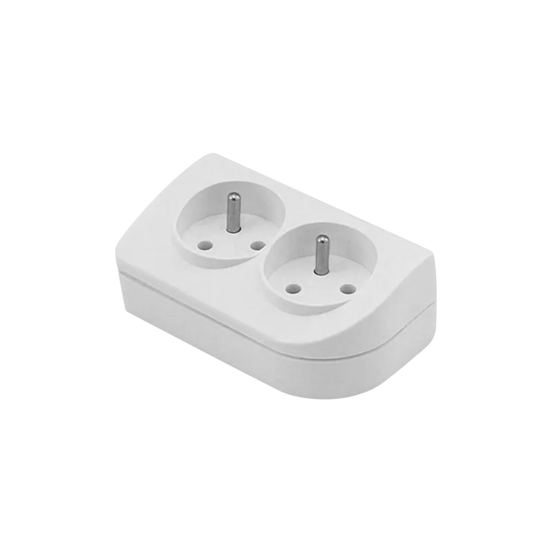 Gniazdo przedłużacza x 2 z uziemieniem białe GN-20