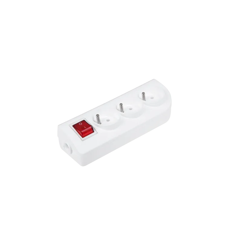 Gniazdo przedłużacza x 3 z uziemieniem i wyłącznikiem białe GN-30W