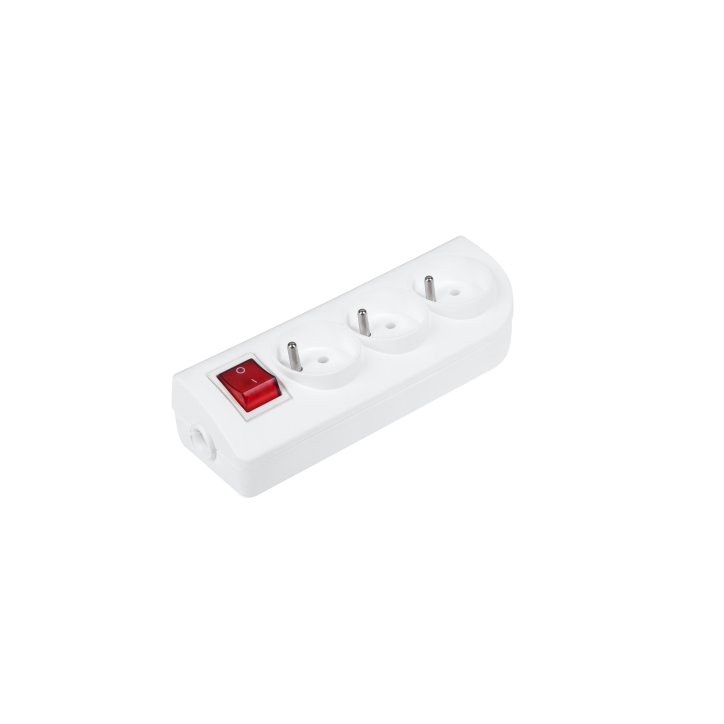 Gniazdo przedłużacza x 3 z uziemieniem i wyłącznikiem białe GN-30W Gniazdo przedłużacza x 3 z uziemieniem i wyłącznikiem białe GN-30W