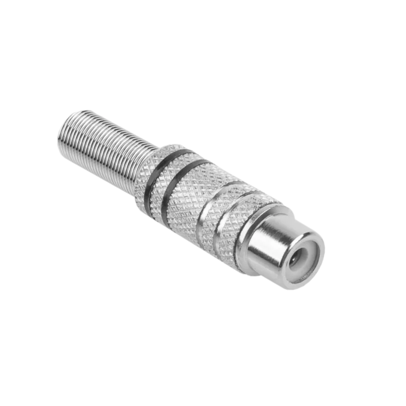 Gniazdo RCA nikiel 2 paski na kabel czarne Gniazdo RCA nikiel 2 paski na kabel czarne