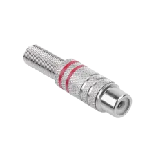 Gniazdo RCA nikiel 2 paski na kabel czerwone