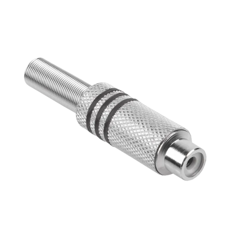 Gniazdo RCA srebrne 3 paski na kabel czarne Gniazdo RCA srebrne 3 paski na kabel czarne