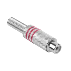Gniazdo RCA srebrne 3 paski na kabel czerwone