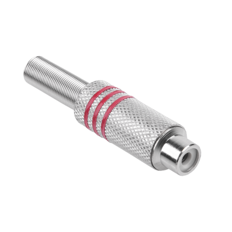 Gniazdo RCA srebrne 3 paski na kabel czerwone