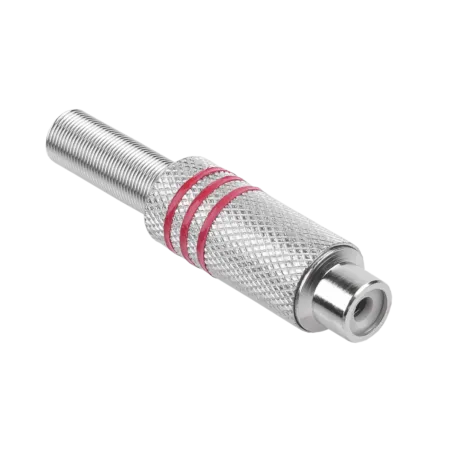 Gniazdo RCA srebrne 3 paski na kabel czerwone