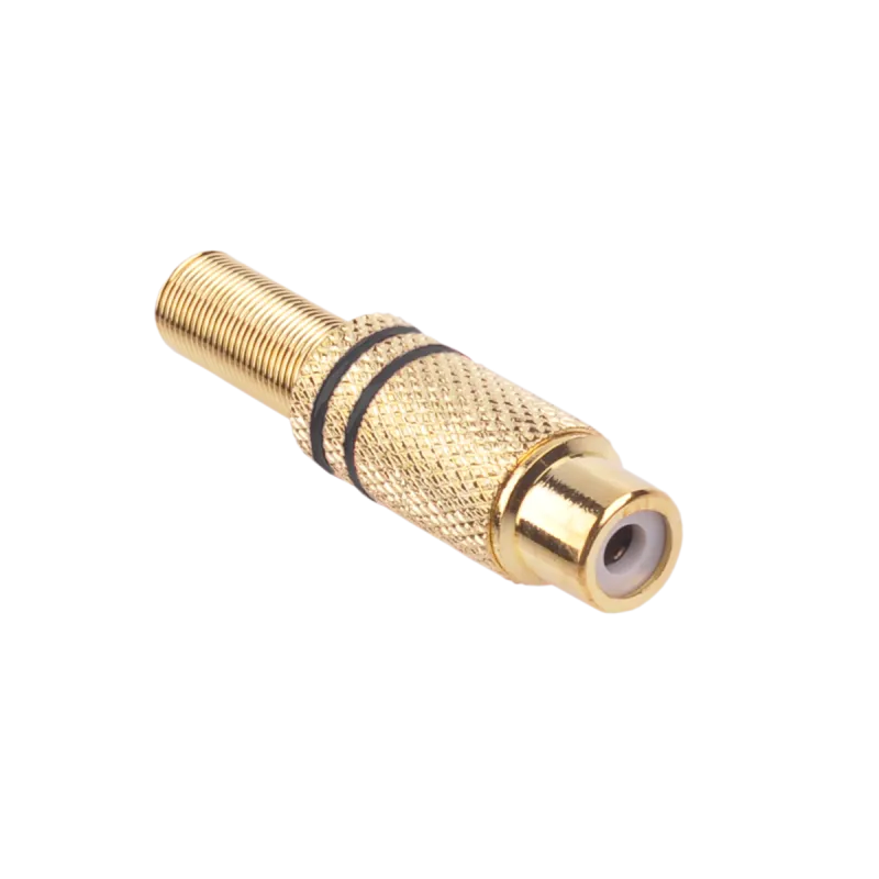 Gniazdo RCA złote 2 paski na kabel czarne Gniazdo RCA złote 2 paski na kabel czarne