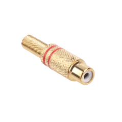 Gniazdo RCA złote 2 paski na kabel czerwone