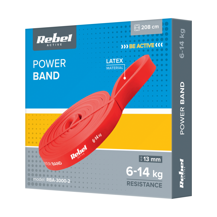 Guma do ćwiczeń lateksowa - Power Band PL-2, czerwona 6-14 kg REBEL ACTIVE Guma do ćwiczeń lateksowa - Power Band PL-2, czerwona 6-14 kg REBEL ACTIVE