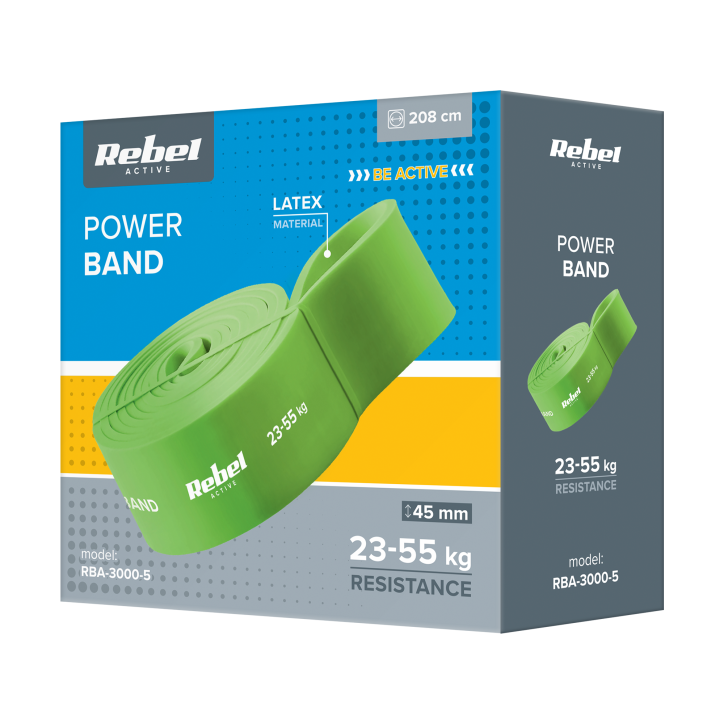 Guma do ćwiczeń lateksowa - Power Band PL-5, zielona 23-55 kg REBEL ACTIVE Guma do ćwiczeń lateksowa - Power Band PL-5, zielona 23-55 kg REBEL ACTIVE