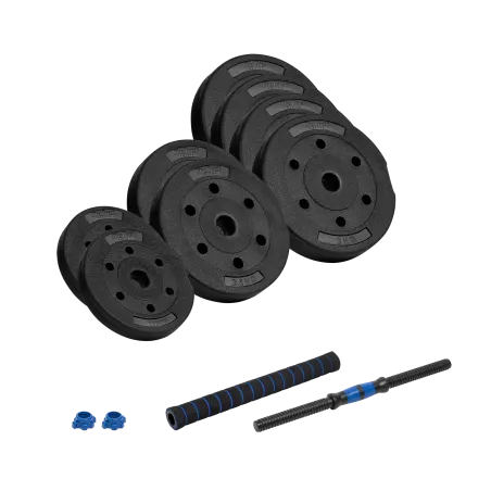 Hantel bitumiczny regulowany z łącznikiem 1x20kg, REBEL ACTIVE