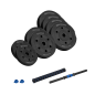Hantel bitumiczny regulowany z łącznikiem 1x20kg, REBEL ACTIVE