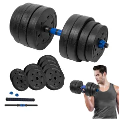Hantel bitumiczny regulowany z łącznikiem 1x20kg, REBEL ACTIVE