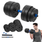 Hantel bitumiczny regulowany z łącznikiem 1x20kg, REBEL ACTIVE