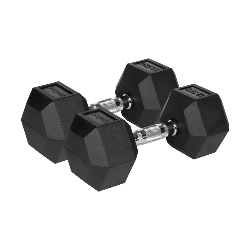 Hantle żeliwne gumowane HEX 2x12.5 kg REBEL ACTIVE Hantle żeliwne gumowane HEX 2x12.5 kg REBEL ACTIVE