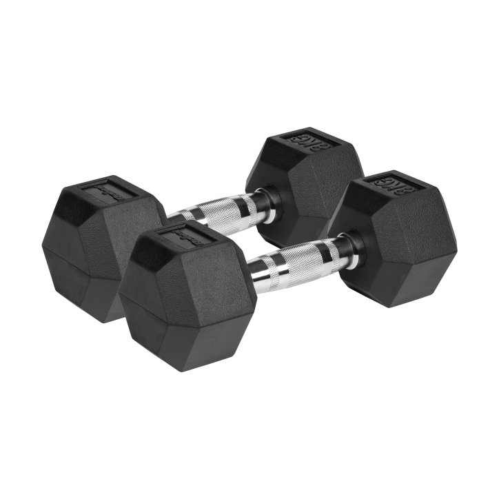 Hantle żeliwne gumowane HEX 2x8kg , REBEL ACTIVE Hantle żeliwne gumowane HEX 2x8kg , REBEL ACTIVE