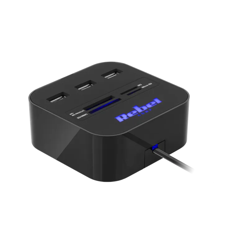 HUB USB 2.0 3 portowy z czytnikiem kart pamięci