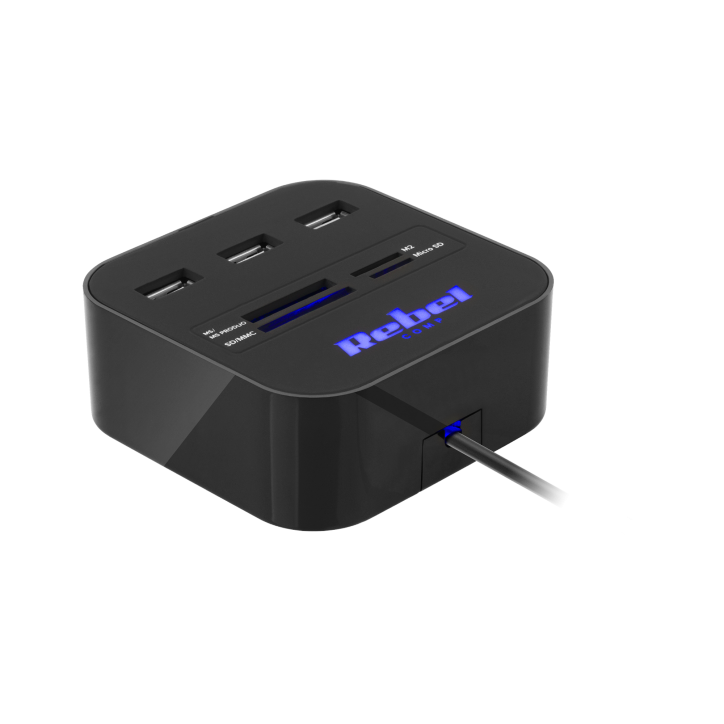 HUB USB 2.0 3 portowy z czytnikiem kart pamięci HUB USB 2.0 3 portowy z czytnikiem kart pamięci
