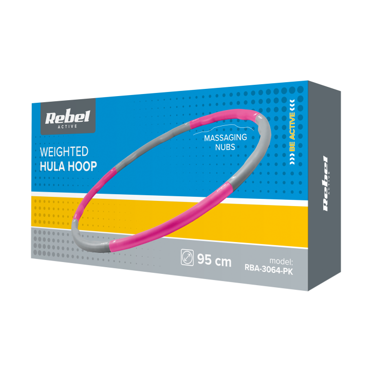 Hula Hop odchudzające koło 95cm, różowe, REBEL ACTIVE Hula Hop odchudzające koło 95cm, różowe, REBEL ACTIVE