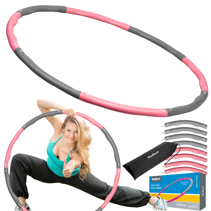 Hula Hop odchudzające koło 95cm, różowe, REBEL ACTIVE Hula Hop odchudzające koło 95cm, różowe, REBEL ACTIVE