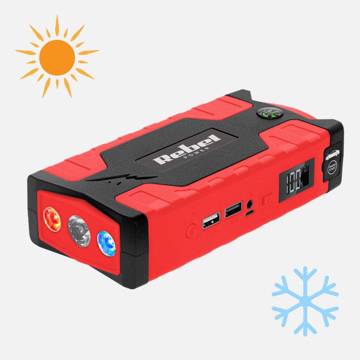 Jump starter - power bank z przewodami rozruchowymi i kompresorem Jump starter - power bank z przewodami rozruchowymi i kompresorem