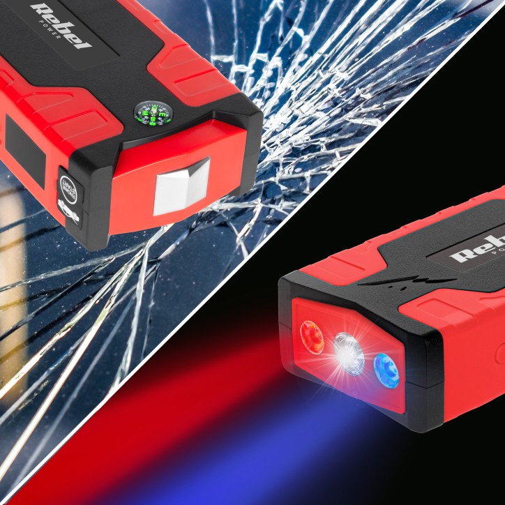 Jump starter - power bank z przewodami rozruchowymi i kompresorem Jump starter - power bank z przewodami rozruchowymi i kompresorem
