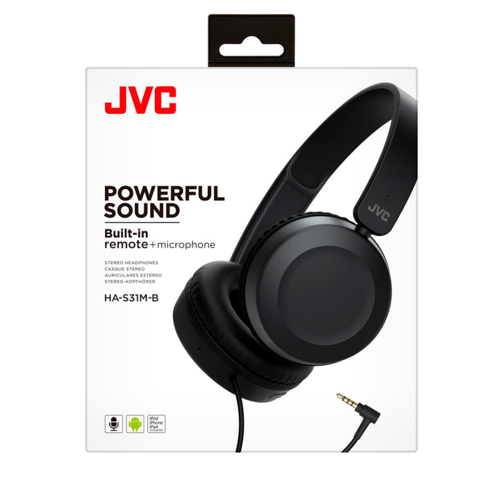 JVC HAS-31 BE Przewodowe słuchawki nauszne z pilotem i mikrofonem czarne JVC HAS-31 BE Przewodowe słuchawki nauszne z pilotem i mikrofonem czarne