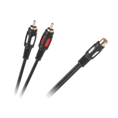 Kabel 1RCA gniazdo - 2 wtyki RCA 25cm