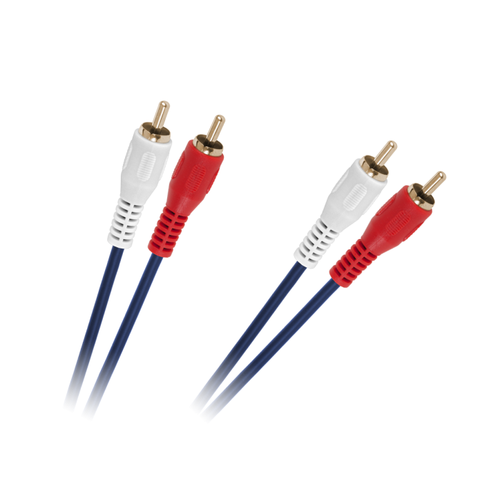 Kabel 2 x RCA - 2 x RCA 3m niebieski 4mm Kabel 2 x RCA - 2 x RCA 3m niebieski 4mm