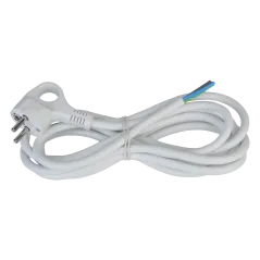 Kabel elektryczny biały 3m 3x1.5mm zakończony wtyczką kątową z uziemieniem