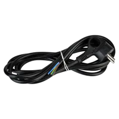 Kabel elektryczny czarny 1.5m 3x1.5mm zakończony wtyczką kątową z uziemieniem