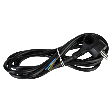 Kabel elektryczny czarny 3m 3x1.5mm zakończony wtyczką kątową z uziemieniem