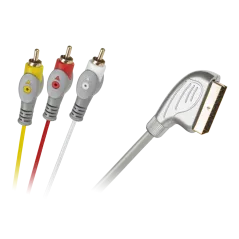 Kabel Euro-3RCA 1.5m srebrny łezka blister