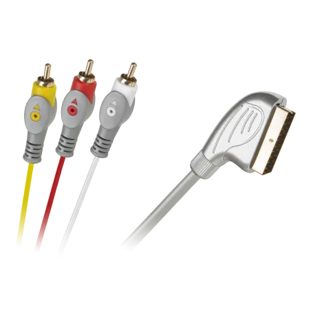 Kabel Euro-3RCA 1.5m srebrny łezka blister