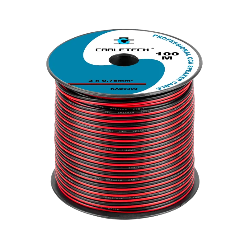 Kabel głośnikowy CCA 0.75mm czarno-czerwony Kabel głośnikowy CCA 0.75mm czarno-czerwony