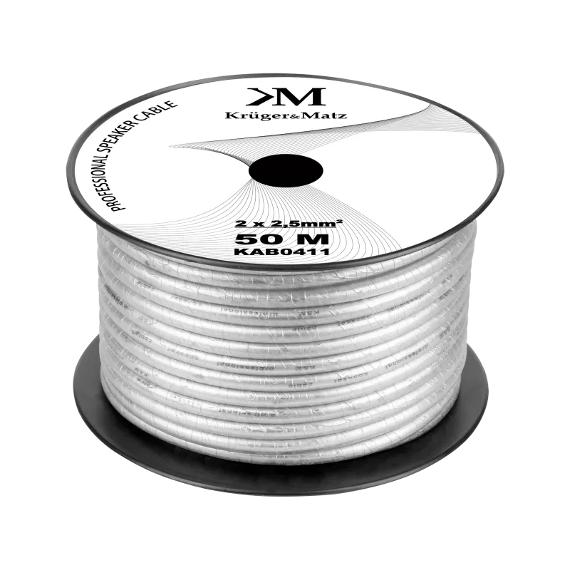 Kabel głośnikowy profesjonalny OFC Kruger&Matz 2 x 2.5mm + ekran foliowy