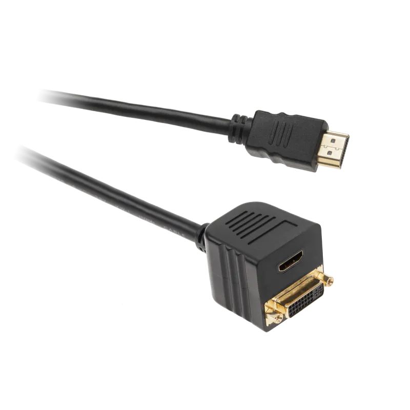 Kabel HDMI wtyk na HDMI gniazdo + DVI 24+5 gniazdo - 0.2m
