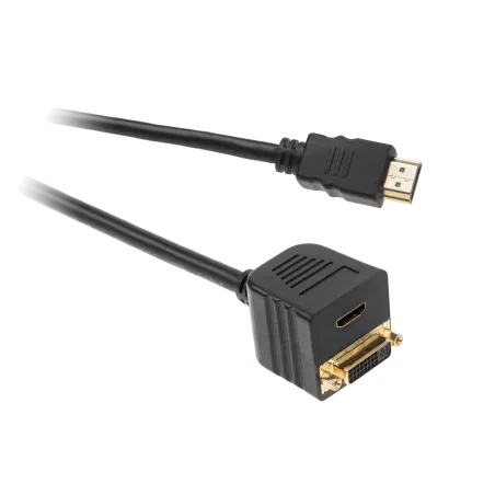 Kabel HDMI wtyk na HDMI gniazdo + DVI 24+5 gniazdo - 0.2m