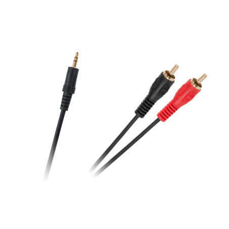 Kabel JACK 3,5-2xRCA złote końcówki czarny