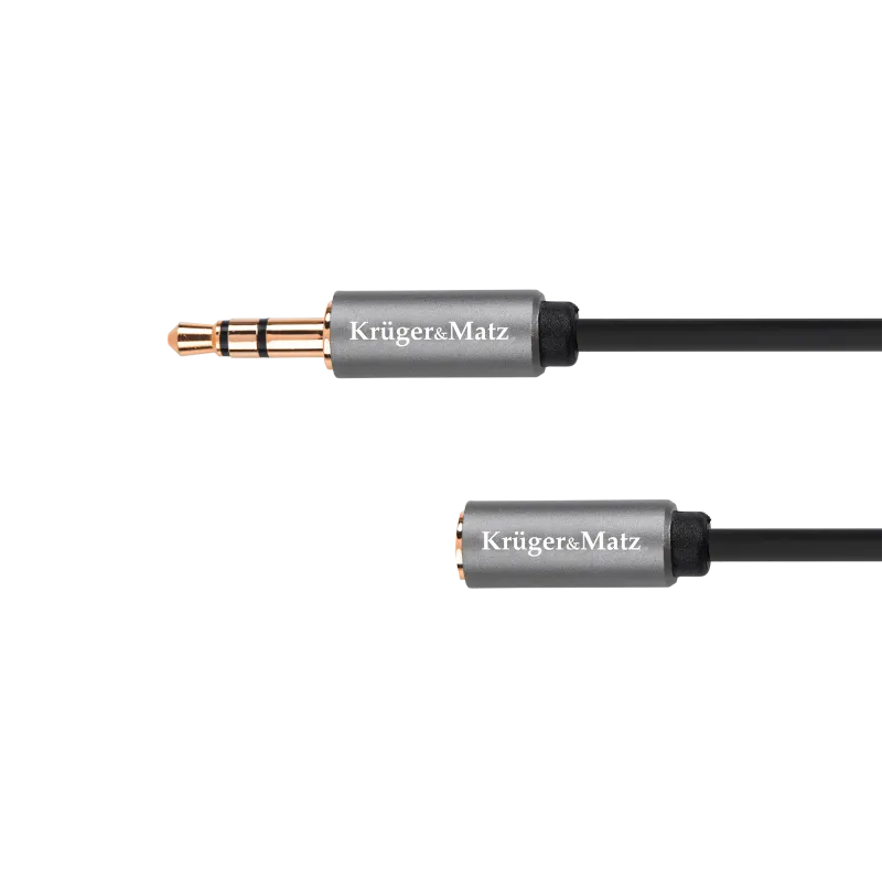 Kabel jack 3.5 wtyk stereo - 3.5 gniazdo stereo 1m Kruger&Matz Basic