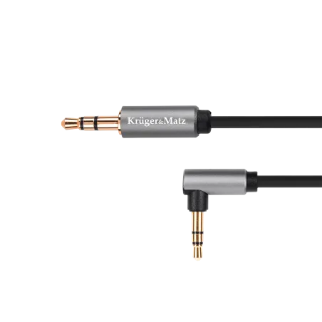 Kabel jack 3.5 wtyk stereo - 3.5 wtyk kątowy stereo 1m Kruger&Matz Basic