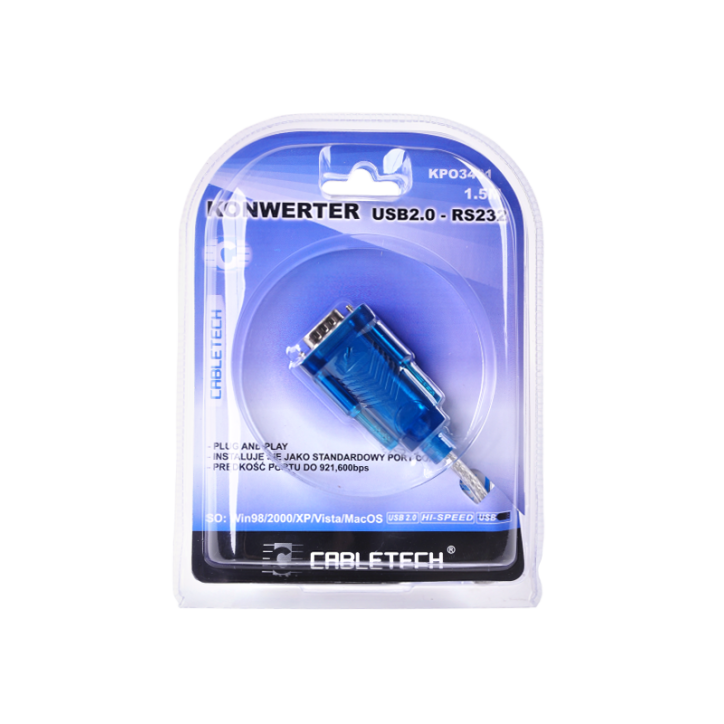 Kabel konwerter USB 2.0 - RS232 (DB9M) Kabel konwerter USB 2.0 - RS232 (DB9M)
