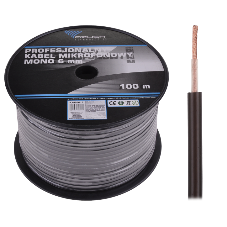 Kabel mikrofonowy mono AZUSA profesjonalny Kabel mikrofonowy mono AZUSA profesjonalny